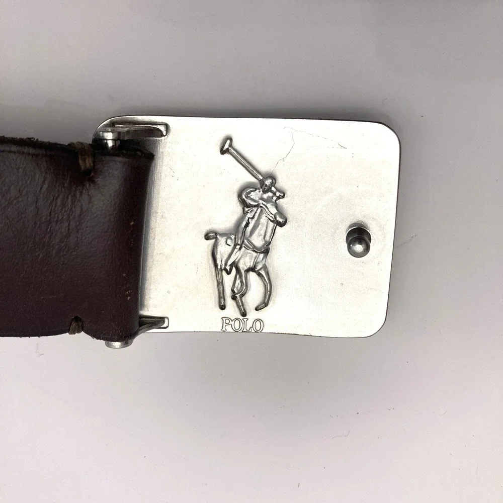 POLO RALPH LAUREN Brown Leather Belt Pony Buckle Mens 40/100 1.5